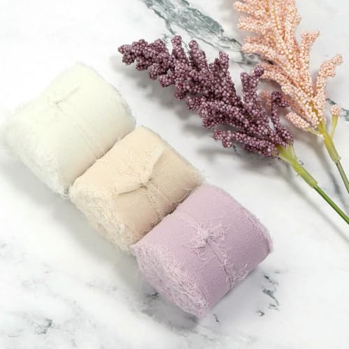 5 m / Rolle, handgefertigt, ausgefranste Kanten, Satin-Chiffon, seidenähnliches Band für Bastelarbeiten, Geschenkverpackungen, Blumensträuße, Party, Weihnachtsdekoration, 5 m von ZQJIFHAKOT