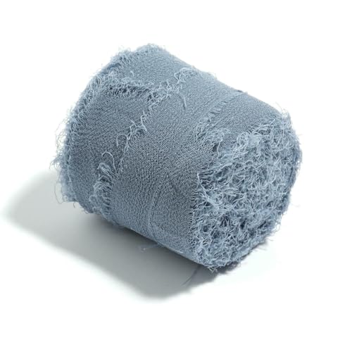 5 m / Rolle, handgefertigt, ausgefranste Kanten, Satin-Chiffon, seidenähnliches Band für Bastelarbeiten, Geschenkverpackungen, Blumensträuße, Party, Weihnachtsdekoration, 5 m von ZQJIFHAKOT