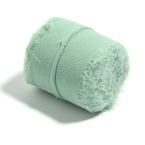 5 m / Rolle, handgefertigt, ausgefranste Kanten, Satin-Chiffon, seidenähnliches Band für Bastelarbeiten, Geschenkverpackungen, Blumensträuße, Party, Weihnachtsdekoration, 5 m von ZQJIFHAKOT
