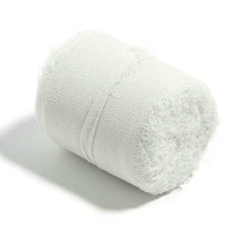 5 m / Rolle, handgefertigt, ausgefranste Kanten, Satin-Chiffon, seidenähnliches Band für Bastelarbeiten, Geschenkverpackungen, Blumensträuße, Party, Weihnachtsdekoration, 5 m von ZQJIFHAKOT