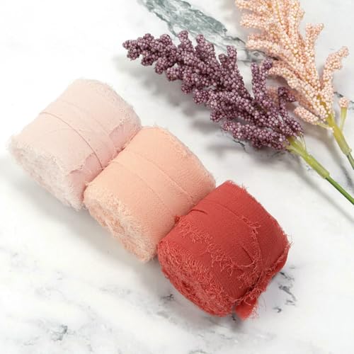 5 m / Rolle, handgefertigt, ausgefranste Kanten, Satin-Chiffon, seidenähnliches Band für Bastelarbeiten, Geschenkverpackungen, Blumensträuße, Party, Weihnachtsdekoration, 5 m von ZQJIFHAKOT