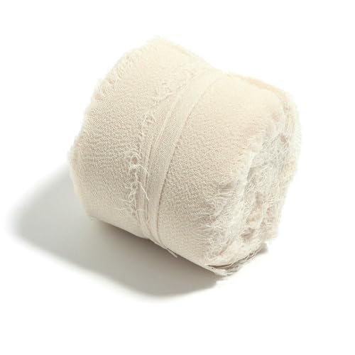 5 m / Rolle, handgefertigt, ausgefranste Kanten, Satin-Chiffon, seidenähnliches Band für Bastelarbeiten, Geschenkverpackungen, Blumensträuße, Party, Weihnachtsdekoration, 5 m von ZQJIFHAKOT