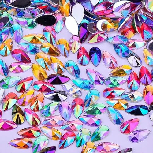 8 x 13 mm, 9 x 18 mm, violett, ABKristall, Tropfen-Strassapplikation, flache Rückseite, Acryl-Kristallstein, nicht fixierend, für Scrapbook-Perlen von ZQJIFHAKOT