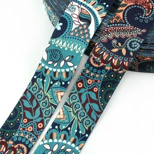 Bedrucktes Nylon-Gurtband, Boho, Taschengurt, Handtaschengriff, Ledergürtel, Schrägband, Nähmaterial, Zubehör, 5 m, 38 mm Bedrucktes Nylon-Gurtband, Boho, Taschengurt, Handtaschengriff, Ledergürtel, Schrägband, Nähmaterial, Zubehör, 5 m, 38 mm von ZQJIFHAKOT