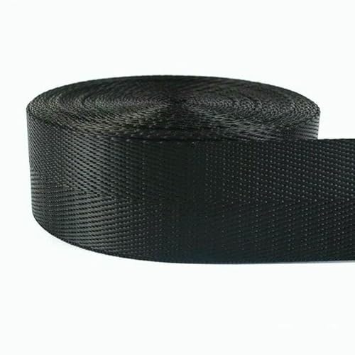 Nylon-Gurtband, 5 m, 20–50 mm, schwarzes Nylonband, Polyesterband, Rucksackgurt, Sicherheitsgurt, Bekleidungsband, Schrägband, Nähzubehör von ZQJIFHAKOT