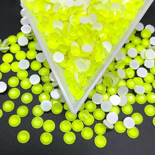 SS6 SS16 SS20 SS30 Neongelbe Glas-Strasssteine auf der Rückseite, Kristall-Strass, Nagelsteine, nicht fixiert, für Tassendekoration von ZQJIFHAKOT