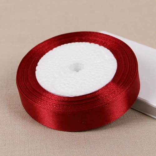 Satinband, einseitig, Weinrot, Geschenkband, Weihnachtsjahr, Bekleidung, Nähstoff, Geschenkband, 22,7 m von ZQJIFHAKOT