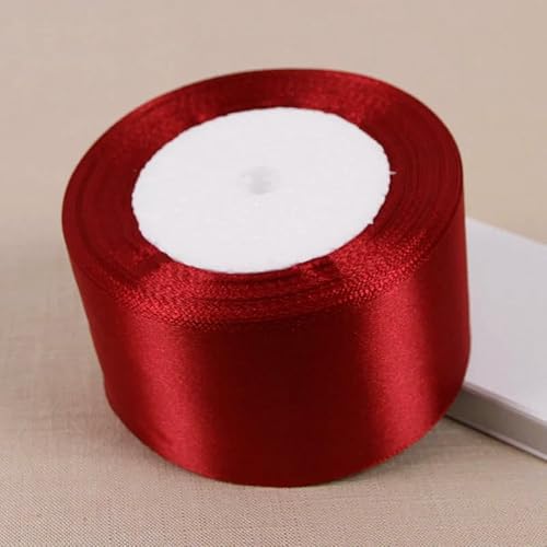 Satinband, einseitig, Weinrot, Geschenkband, Weihnachtsjahr, Bekleidung, Nähstoff, Geschenkband, 22,7 m von ZQJIFHAKOT