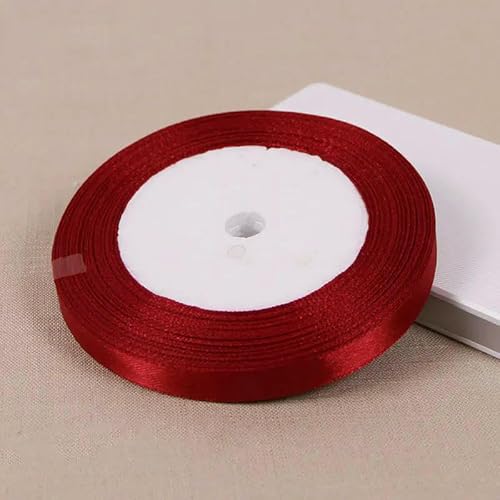 Satinband, einseitig, Weinrot, Geschenkband, Weihnachtsjahr, Bekleidung, Nähstoff, Geschenkband, 22,7 m von ZQJIFHAKOT