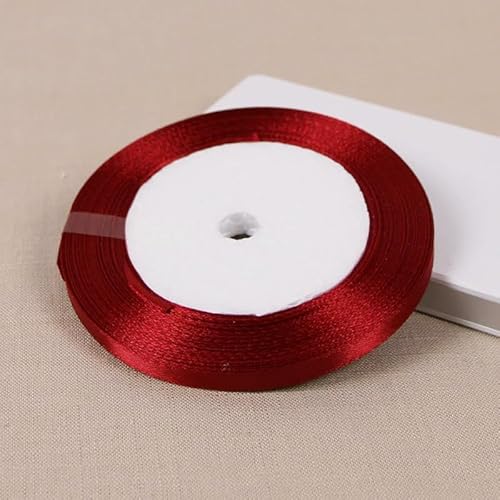 Satinband, einseitig, Weinrot, Geschenkband, Weihnachtsjahr, Bekleidung, Nähstoff, Geschenkband, 22,7 m von ZQJIFHAKOT