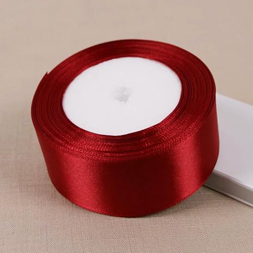 Satinband, einseitig, Weinrot, Geschenkband, Weihnachtsjahr, Bekleidung, Nähstoff, Geschenkband, 22,7 m von ZQJIFHAKOT