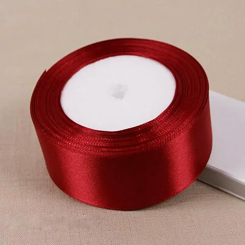 Satinband, einseitig, Weinrot, Geschenkband, Weihnachtsjahr, Bekleidung, Nähstoff, Geschenkband, 22,7 m von ZQJIFHAKOT