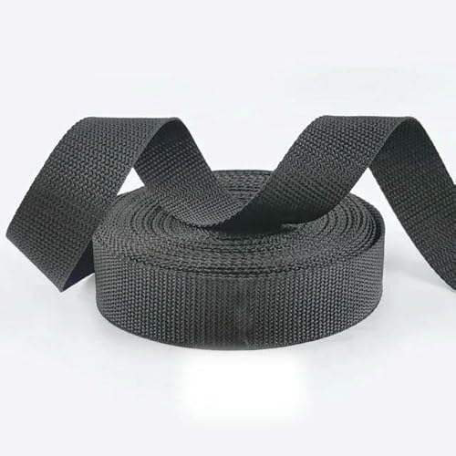 Schwarzes Polyester-Gurtband, Rucksackgurt, Haustierhalsband, Gürtel, Tasche, Nähen, Schrägband, Kleidung, Zubehör, 10 m, 20 mm - 100 mm von ZQJIFHAKOT