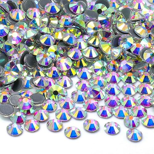 Verschiedene Farben, Kristall-AB-Fix-Strasssteine, Glas, flache Rückseite, Glitzer, für Nagelkunst, Nähen und Stoffdekoration von ZQJIFHAKOT