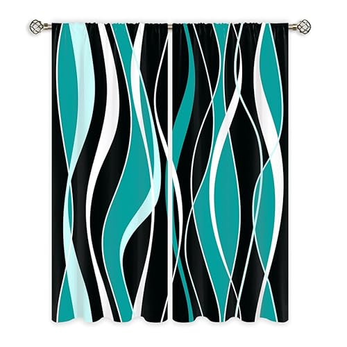 Vorhänge Türkis Schwarze Streifen Curtain Weich Verdunklungsvorhänge Vorhang mit ösen Gardinen Waschbar Gardine Vorhang Wohnzimmer Blackout Vorhang Curtains Living Room Vorhänge Blickdicht 2x140x160cm Vorhänge Türkis Schwarze Streifen Curtain Weich Verdunklungsvorhänge Vorhang mit ösen Gardinen Waschbar Gardine Vorhang Wohnzimmer Blackout Vorhang Curtains Living Room Vorhänge Blickdicht 2x140x160cm von ZQMHCY