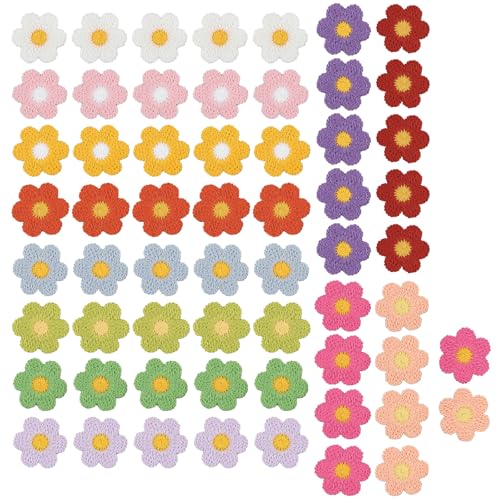 60 Stück Sonnenblumen-Stickerei-Aufnäher, kompakte Dekoration, 12 Farben, Stickerei-Flicken, geeignet für Jacken, Jeans, Kleider, Hosen von ZQTSANKESL