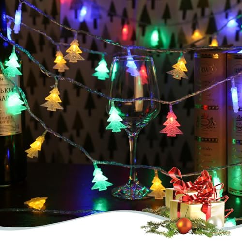 ZQX Christmas Fairy Lights, 50pcs LED Lichterketten, Indoor Lichterketten für Weihnachten, Hochzeiten, Geburtstage, Schlafzimmer, Kinder, Zuhause (Bunter Weihnachtsbaum) von ZQX