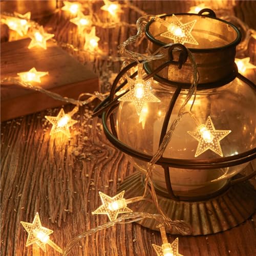 ZQX Weihnachtsstern Lichterkette,Sterne Fairy Lights, Lichterkette innen für Weihnachten, Hochzeit, Geburtstag, schlafzimmer, Kinder, Familie (Schneeflocke) von ZQX