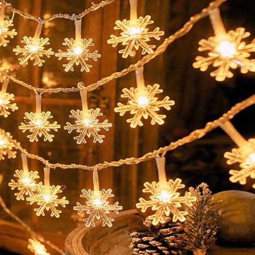 ZQX Weihnachtsstern Lichterkette,Sterne Fairy Lights, Lichterkette innen für Weihnachten, Hochzeit, Geburtstag, schlafzimmer, Kinder, Familie (Schneeflocke) von ZQX