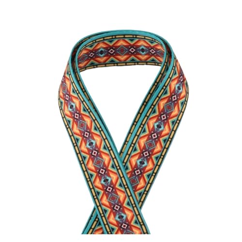 Gurtband 1/2/5 Yards 38 mm Jacquardbänder, mehrfarbiges Streifenmuster, Basteln, Polyester-Gurtband, neue Dekoration im ethnischen Stil, Nylonband(1,5yards) von ZRHWSPD
