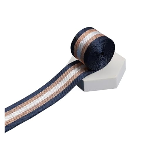 Gurtband 1/2/5 Yards 38 mm bedrucktes Gurtband, mehrfarbig, Patchwork-Streifen, Kleidungstaschen-Zubehör, Nähmaterial, DIY, trendige Jacquardbänder(Blue-01,2yards) von ZRHWSPD