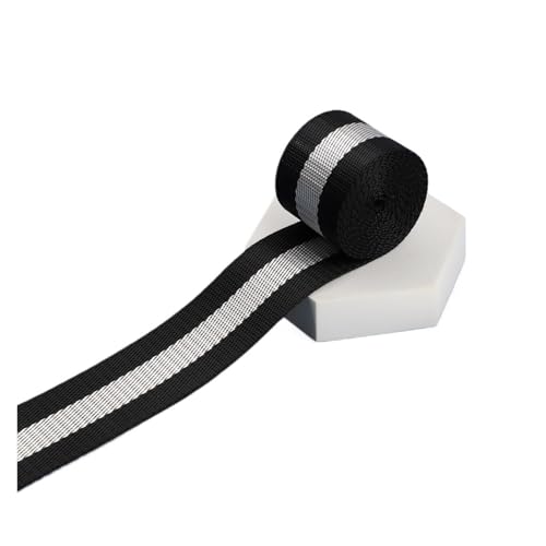 Gurtband 1/2/5 Yards 38 mm bedrucktes Gurtband, mehrfarbig, Patchwork-Streifen, Kleidungstaschen-Zubehör, Nähmaterial, DIY, trendige Jacquardbänder(White,2yards) von ZRHWSPD
