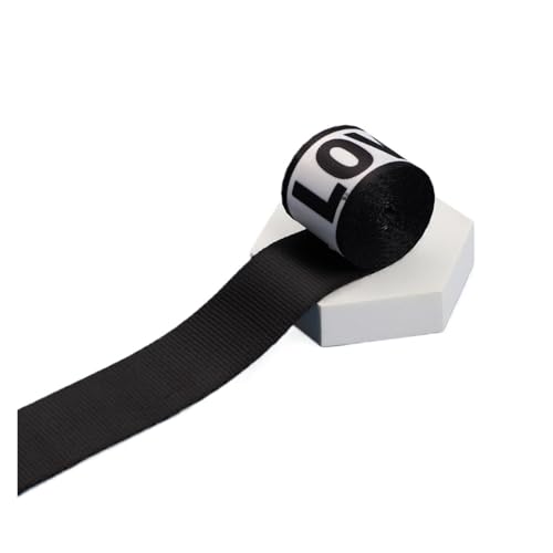 Gurtband 1/2/5 Yards 38 mm bedrucktes Gurtband, mehrfarbiges alphanumerisches Muster, Rucksackumreifung, Nähtasche, Gürtel, DIY, trendige Jacquardbänder(Black,5yards) von ZRHWSPD