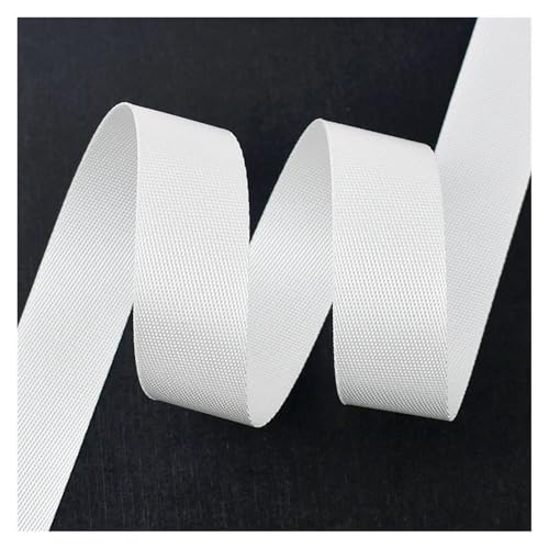 Gurtband 10 Meter 20–50 mm Nylon-Gurtband, Bänder for Gürtel, Hundehalsband, Rucksackgurt, Meterware, Schrägband, DIY-Nähzubehör(RD113-White,25mm) von ZRHWSPD