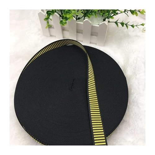 Gurtband 10 m 15/20 mm Nylon-Streifen-Gurtband for Taschengurte, Gepäckbindeband, Kleidungsband, dekorative Spitze, Näh-Schrägband, Zubehör(BlackYellow,15mm) von ZRHWSPD