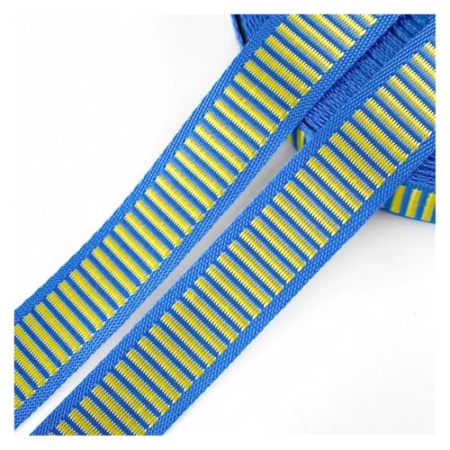 Gurtband 10 m 15/20 mm Nylon-Streifen-Gurtband for Taschengurte, Gepäckbindeband, Kleidungsband, dekorative Spitze, Näh-Schrägband, Zubehör(BlueYellow,15mm) von ZRHWSPD