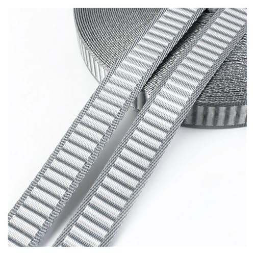 Gurtband 10 m 15/20 mm Nylon-Streifen-Gurtband for Taschengurte, Gepäckbindeband, Kleidungsband, dekorative Spitze, Näh-Schrägband, Zubehör(GrayWhite,15mm) von ZRHWSPD