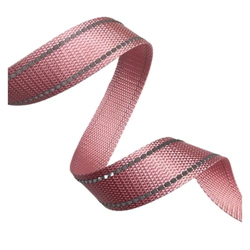 Gurtband 15 mm, 45,7 m, reflektierende Leine, Polyester-Gurtband, 1 mm dick, DIY-Haustierhalsband, Rucksackgurt, Gürtel, Nähzubehör, 10 Farben(Pink 15mm) von ZRHWSPD