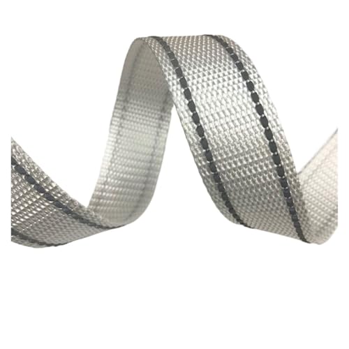 Gurtband 15 mm, 45,7 m, reflektierende Leine, Polyester-Gurtband, 1 mm dick, DIY-Haustierhalsband, Rucksackgurt, Gürtel, Nähzubehör, 10 Farben(White 15mm) von ZRHWSPD