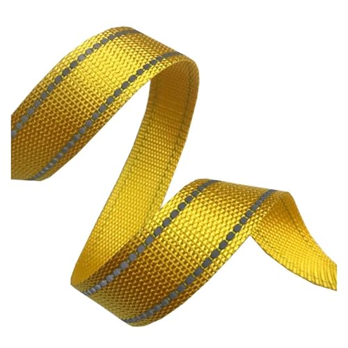 Gurtband 15 mm, 45,7 m, reflektierende Leine, Polyester-Gurtband, 1 mm dick, DIY-Haustierhalsband, Rucksackgurt, Gürtel, Nähzubehör, 10 Farben(Yellow 15mm) von ZRHWSPD