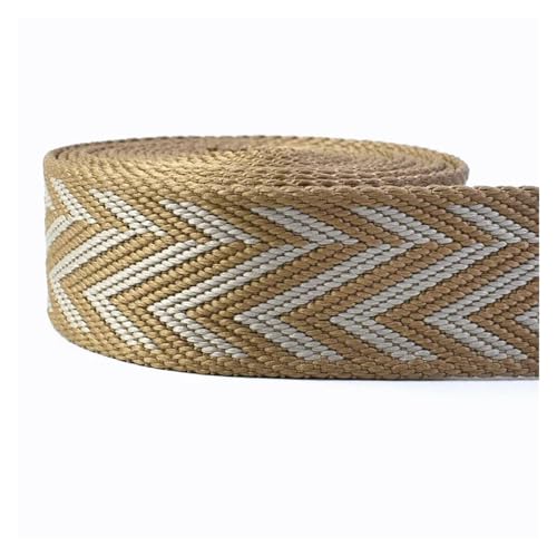 Gurtband 2/4 Meter 38 mm Jacquard-Nylon-Gurtband, ethnisches Band for Taschengurt, Rucksackgürtel, Schrägband, DIY, Gepäck, Nähzubehör(RD197-KhakiBeige,38mm-2Meters) von ZRHWSPD