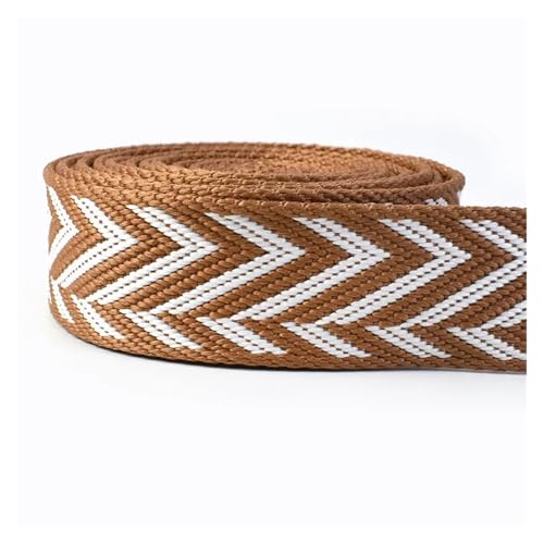 Gurtband 2/4 Meter 38 mm Jacquard-Nylon-Gurtband, ethnisches Band for Taschengurt, Rucksackgürtel, Schrägband, DIY, Gepäck, Nähzubehör(RD197-LightCoffee,38mm-2Meters) von ZRHWSPD
