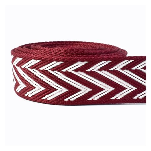 Gurtband 2/4 Meter 38 mm Jacquard-Nylon-Gurtband, ethnisches Band for Taschengurt, Rucksackgürtel, Schrägband, DIY, Gepäck, Nähzubehör(RD197-RedWhite,38mm-4Meters) von ZRHWSPD