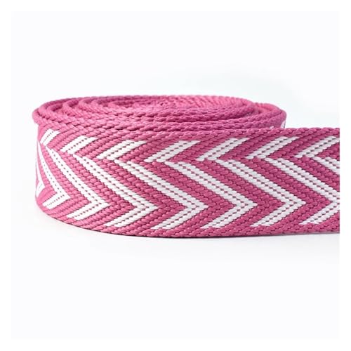 Gurtband 2/4 Meter 38 mm Jacquard-Nylon-Gurtband, ethnisches Band for Taschengurt, Rucksackgürtel, Schrägband, DIY, Gepäck, Nähzubehör(RD197-RoseRedWhite,38mm-4Meters) von ZRHWSPD