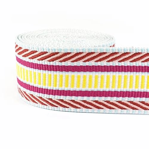Gurtband 2/4 m, 2,2 mm dick, 38/50 mm, Polyester-Jacquard-Gurtband, Band for Gurt, Gürtel, Tasche, Rucksack, DIY, Nähen, Schrägband, Zubehör(RD155-Pink,38mm-2Meters) von ZRHWSPD