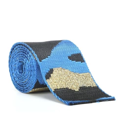 Gurtband 2/5 meter Leopard Nylon Gurtband 50mm Jacquard Band Taschen Gurt Sicherheitsgurt Rucksack Schrägband 1,5mm dick DIY Nähzubehör(RD190-Blue,50mm-2Meters) von ZRHWSPD