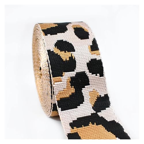 Gurtband 2/5 meter Leopard Nylon Gurtband 50mm Jacquard Band Taschen Gurt Sicherheitsgurt Rucksack Schrägband 1,5mm dick DIY Nähzubehör(RD915-A02,50mm-5Meters) von ZRHWSPD
