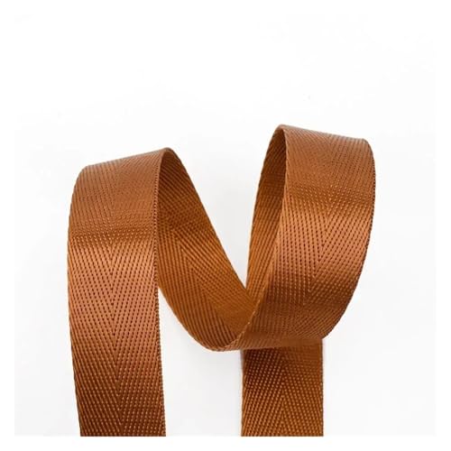 Gurtband 5 meter 20/25/32/38/50mm 1mm Dickes Festes Farbe Nylon Band for Sicherheitsgurt Rucksack Gurtband DIY Taschengurt Nähzubehör(Brown,32mm) von ZRHWSPD