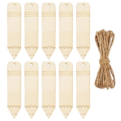 ZRHWSPD Holzstäbchen Zum Basteln 10/20 stücke Bleistift Geformt Holz Tags DIY Handwerk Lesezeichen Unfinished Hängen Label Decor(10pcs) von ZRHWSPD