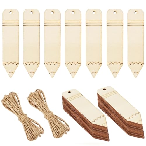 ZRHWSPD Holzstäbchen Zum Basteln 10/20 stücke Bleistift Geformt Holz Tags DIY Handwerk Lesezeichen Unfinished Hängen Label Decor(20pcs) von ZRHWSPD