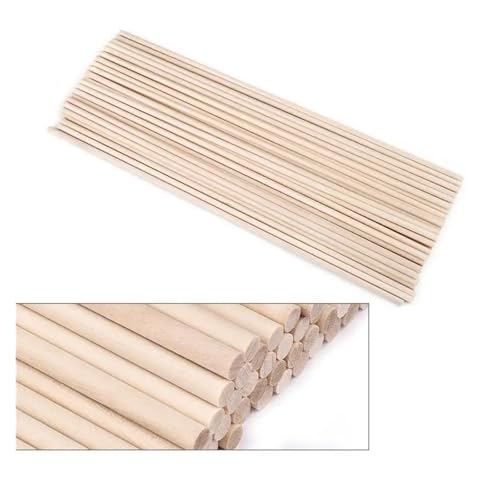 ZRHWSPD Holzstäbchen Zum Basteln 3–14 mm runde Holzstäbe for DIY Holzhandwerk Zahnrad-Sticks Pegs Sticks Herstellung von Kuchen Dübel(3x200mm-50pcs) von ZRHWSPD