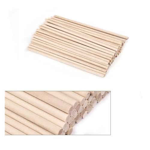 ZRHWSPD Holzstäbchen Zum Basteln 3–14 mm runde Holzstäbe for DIY Holzhandwerk Zahnrad-Sticks Pegs Sticks Herstellung von Kuchen Dübel(3x300mm-50pcs) von ZRHWSPD