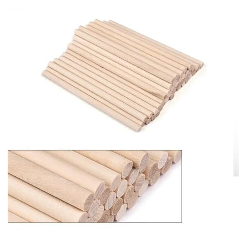 ZRHWSPD Holzstäbchen Zum Basteln 3–14 mm runde Holzstäbe for DIY Holzhandwerk Zahnrad-Sticks Pegs Sticks Herstellung von Kuchen Dübel(5x100mm-50pcs) von ZRHWSPD