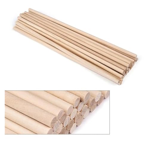 ZRHWSPD Holzstäbchen Zum Basteln 3–14 mm runde Holzstäbe for DIY Holzhandwerk Zahnrad-Sticks Pegs Sticks Herstellung von Kuchen Dübel(5x200mm-25pcs) von ZRHWSPD