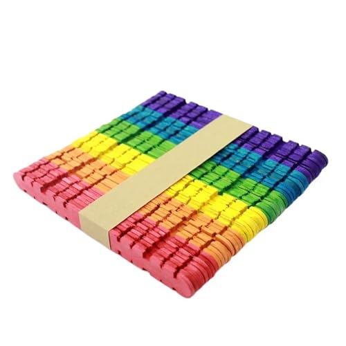 ZRHWSPD Holzstäbchen Zum Basteln 50 Stück Holz-Eisstäbchen, Holz-Eisstäbchen, DIY-Handwerk, Kunst, EIS am Stiel, Kuchenwerkzeuge(Colorful 50pcs) von ZRHWSPD