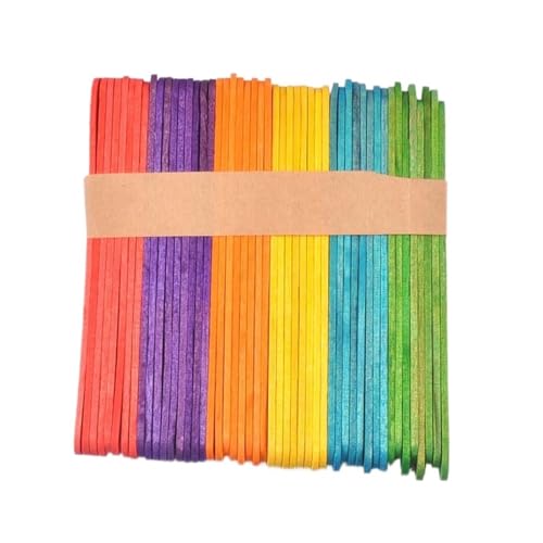 ZRHWSPD Holzstäbchen Zum Basteln 50 Teile/los Holz & Bunte Holz Popsicle Stick for EIS-Sticks Handgemachte DIY Holz Handwerk Kunst(Multicolor,114x10x2mm) von ZRHWSPD